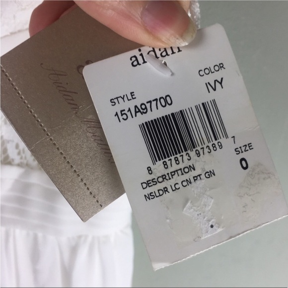 NWT Aidan Mattox Lace Peekaboo One Shoulder Chiffon Ivory Maxi Dress Size 0 - Picture 12 of 14